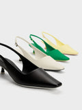 CHARLES & KEITH Vita Square-Toe Slingback Pumps Chalk