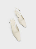 CHARLES & KEITH Vita Square-Toe Slingback Pumps Chalk