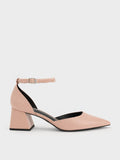 CHARLES & KEITH Beaded Ankle-Strap D'Orsay Pumps Nude
