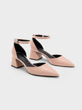 CHARLES & KEITH Beaded Ankle-Strap D'Orsay Pumps Nude