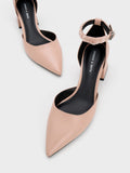 CHARLES & KEITH Beaded Ankle-Strap D'Orsay Pumps Nude