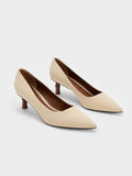 CHARLES & KEITH Bamboo Heel Pointed-Toe Pumps Beige