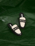 CHARLES & KEITH Chunky Chain Two-Tone Loafer Flats Black