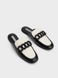 CHARLES & KEITH Chunky Chain Two-Tone Loafer Flats Black