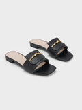 CHARLES & KEITH Knotted Accent Slide Sandals Black