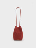 CHARLES & KEITH Genoa Knitted Drawstring Bag Brick