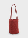 CHARLES & KEITH Genoa Knitted Drawstring Bag Brick