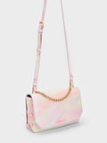 CHARLES & KEITH Swirl-Print Metallic Accent Front Flap Bag Pearl