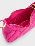 CHARLES & KEITH Mini Alcott Scarf Handle Quilted Bag Fuchsia