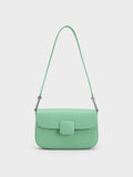 CHARLES & KEITH Koa Square Push-Lock Shoulder Bag Green