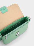 CHARLES & KEITH Koa Square Push-Lock Shoulder Bag Green