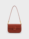 CHARLES & KEITH Women Koa Square Push Lock Shoulder Bag Brick