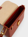 CHARLES & KEITH Koa Square Push-Lock Shoulder Bag Brick