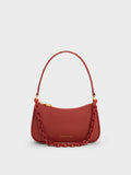 CHARLES & KEITH Alcott Scarf Chain-Link Shoulder Bag Brick