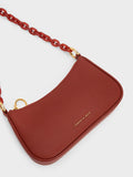 CHARLES & KEITH Alcott Scarf Chain-Link Shoulder Bag Brick