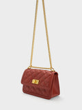 CHARLES & KEITH Micaela Quilted Chain Bag Brick