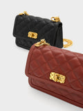 CHARLES & KEITH Micaela Quilted Chain Bag Brick