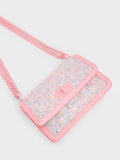 CHARLES & KEITH Micaela Tweed Quilted Chain Bag Pink