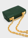 CHARLES & KEITH Georgette Chain Handle Bag Dark Green