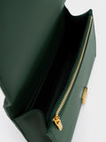 CHARLES & KEITH Georgette Chain Handle Bag Dark Green