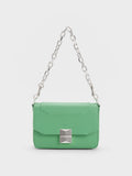 CHARLES & KEITH Kalinda Metallic Accent Boxy Bag Green