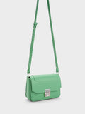 CHARLES & KEITH Kalinda Metallic Accent Boxy Bag Green