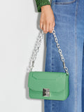 CHARLES & KEITH Kalinda Metallic Accent Boxy Bag Green