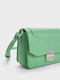 CHARLES & KEITH Kalinda Metallic Accent Boxy Bag Green