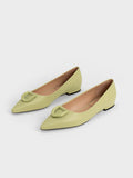 CHARLES & KEITH Gabine Leather Ballerinas Green