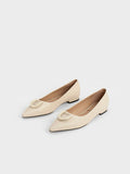 CHARLES & KEITH Gabine Leather Ballerinas Chalk