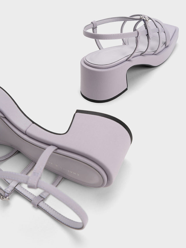 CHARLES & KEITH Women Women Flower Buckle Strappy Sandals Lilac