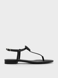 CHARLES & KEITH Koa Thong Sandals Black