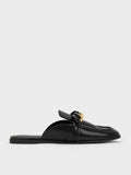 CHARLES & KEITH Chunky Chain-Link Loafer Mules Black Box