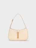 CHARLES & KEITH Cesia Metallic Accent Shoulder Bag Beige