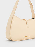 CHARLES & KEITH Cesia Metallic Accent Shoulder Bag Beige