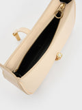 CHARLES & KEITH Cesia Metallic Accent Shoulder Bag Beige