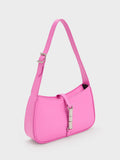 CHARLES & KEITH Cesia Metallic Accent Shoulder Bag Pink