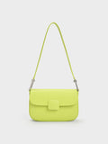 CHARLES & KEITH Koa Square Push-Lock Shoulder Bag Lime