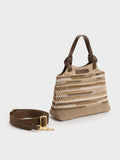 CHARLES & KEITH Women Mini Ida Multi-Stripe Knitted Tote Bag - Multi Brown -Multi Brown