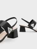 CHARLES & KEITH Trice Metallic Accent Block Heel Sandals Black
