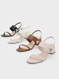 CHARLES & KEITH Trice Metallic Accent Block Heel Sandals Black