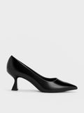 CHARLES & KEITH Pointed-Toe Flare Heel Pumps Black Box