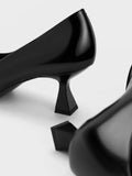 CHARLES & KEITH Women Pointed Toe Flare Heel Pumps Black Box