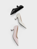 CHARLES & KEITH Pointed-Toe Flare Heel Pumps Black Box