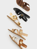 CHARLES & KEITH Yara Turn Lock Strappy Sandals_Black