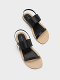 CHARLES & KEITH Trice Metallic Accent Double Strap Sandals Black