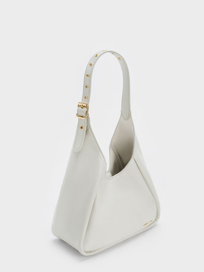 CHARLES & KEITH Women Buzz Hobo Bag_White