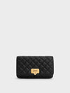 CHARLES & KEITH Cressida Quilted Push-Lock Clutch Black