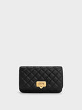CHARLES & KEITH Cressida Quilted Push-Lock Clutch Black