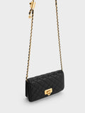 CHARLES & KEITH Cressida Quilted Push-Lock Clutch Black